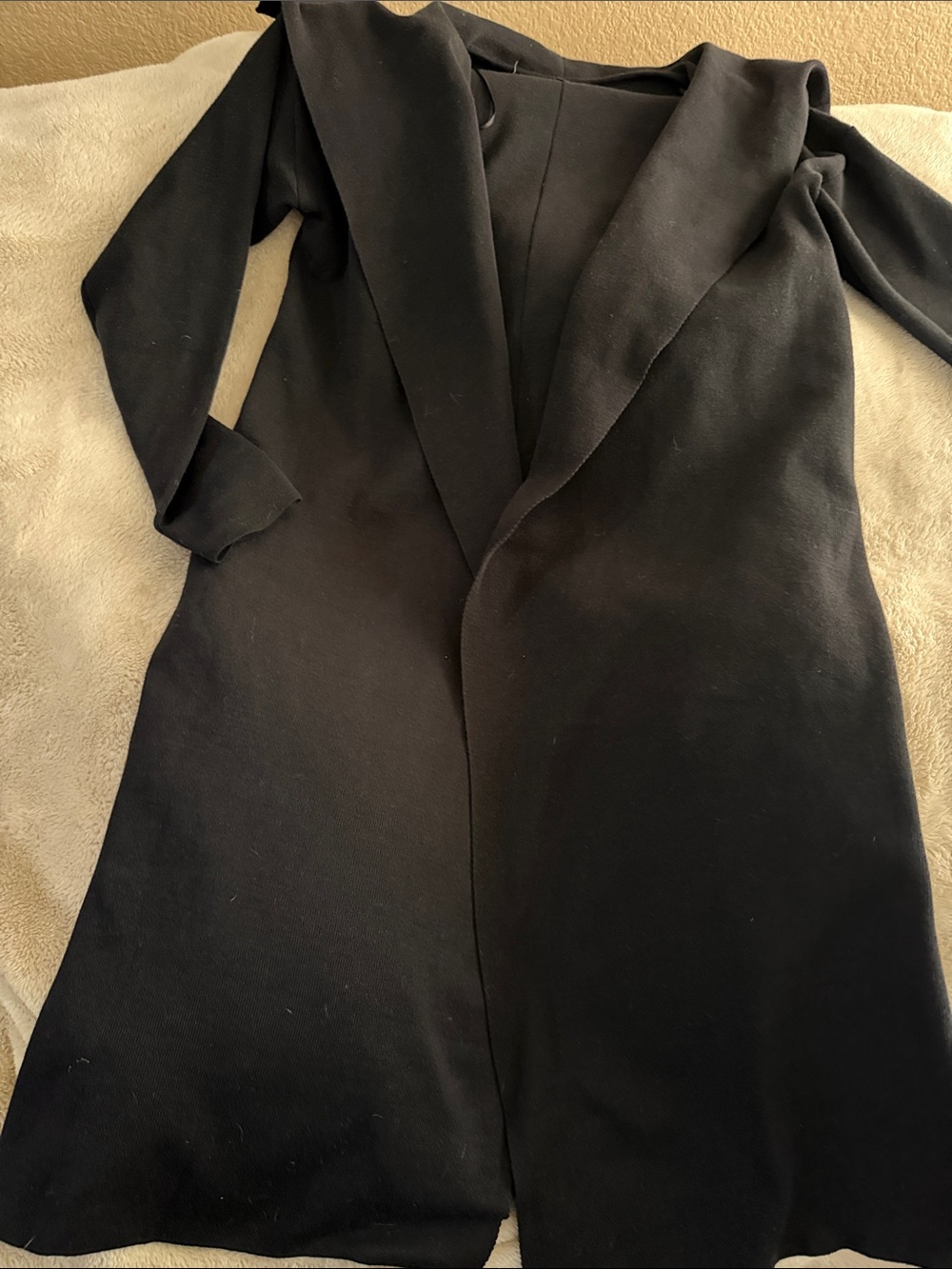 Women’s Black Open-Front Long Coat